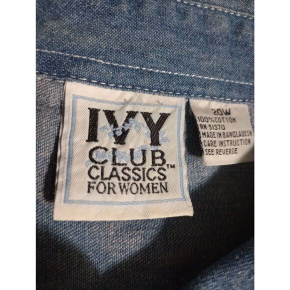 Christmas‎ Shirt Ladies 20W Chambray Button Front Snowman Christmas Tree Vintage - Picture 6 of 8